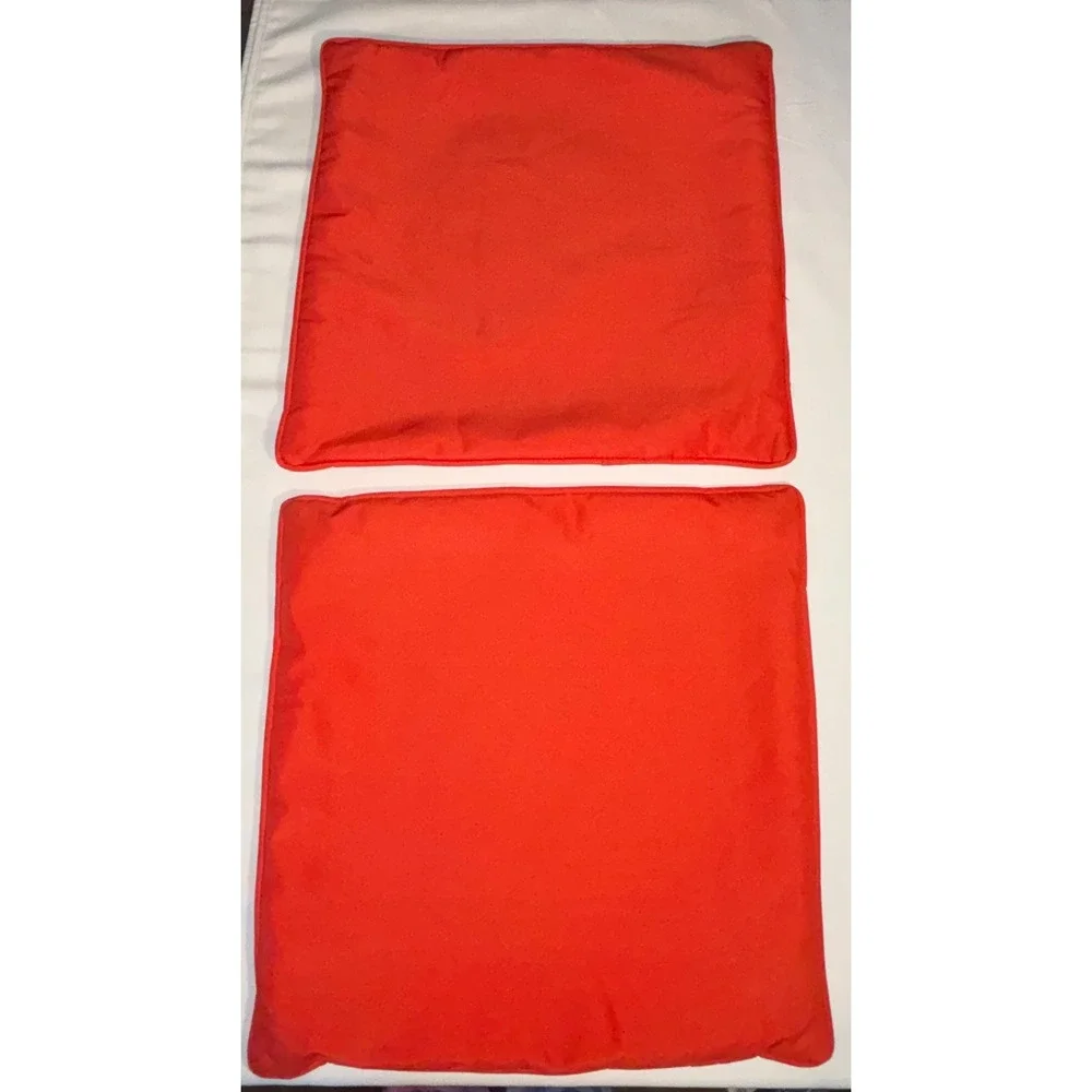 Set of 2 Orange Square Throw Pillow Covers Outdoor Indoor Zippered. 16